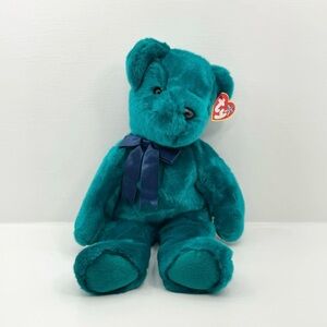TY Beanie Buddies Original Teddy Bear 2000 Plush Blue-green